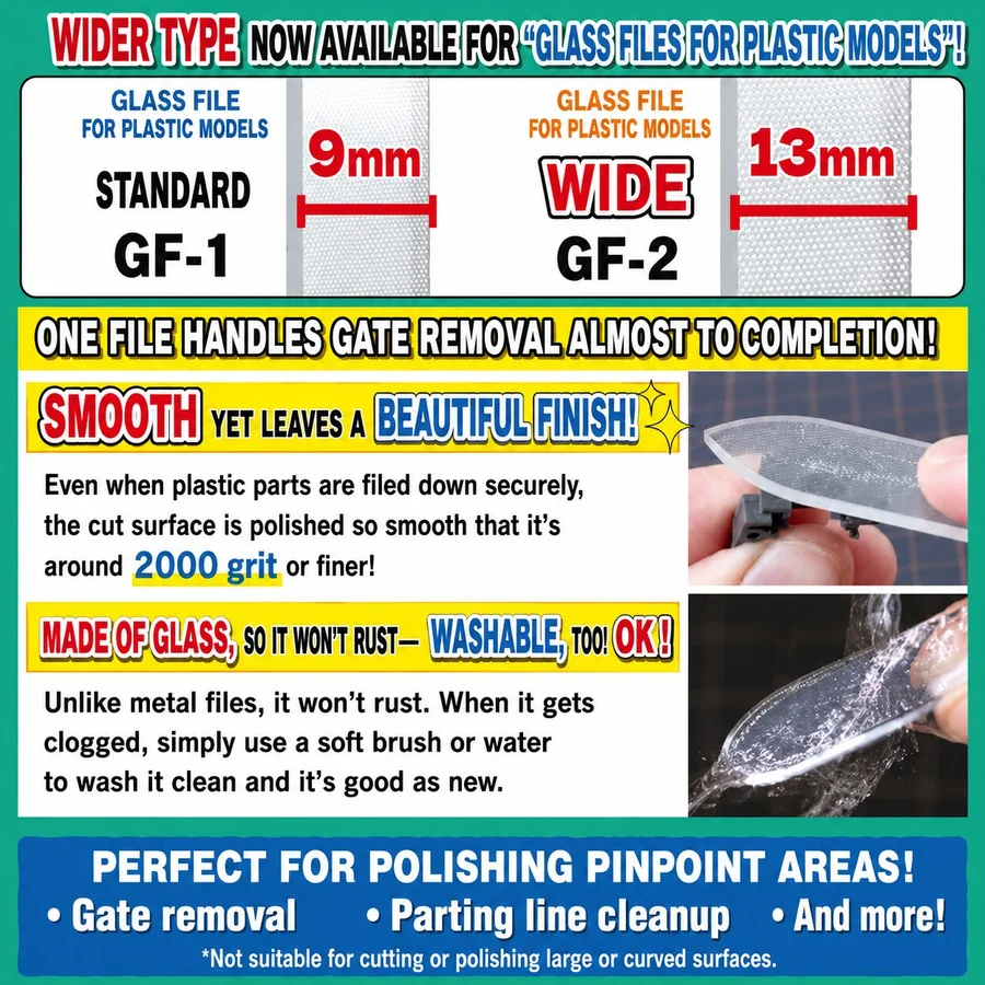 Glass File For Plastic Models Wide GF-2